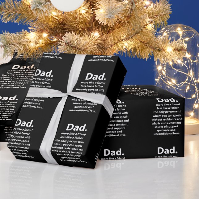 Papel De Presente Black and White Dad Daddy Quote Birthday (Feriados)