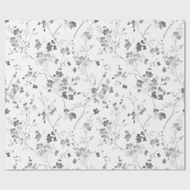 Papel De Presente black and white floral wrapping paper (Aberto)