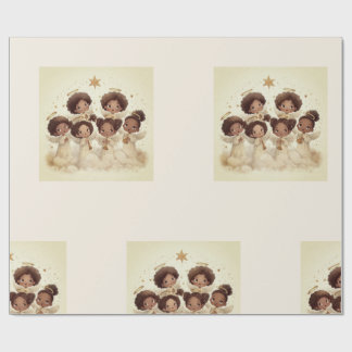 Papel De Presente Black Angel Christmas Choir Wrapping Paper 1