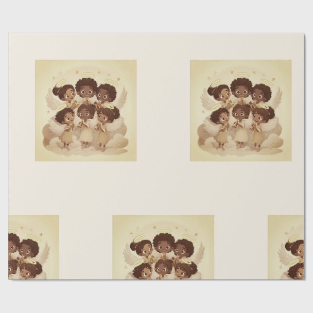Papel De Presente Black Angel Christmas Choir Wrapping Paper 2 (Aberto)