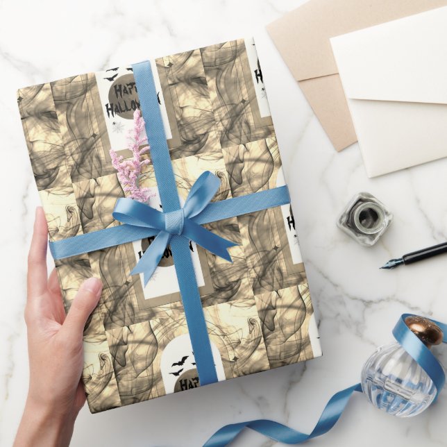 Papel De Presente Black Bats Spooky, Assustador, Lua Cheia Feliz Dia (Presentear)