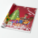Papel De Presente Black Boy Joy Christmas<br><div class="desc">Papel de moldagem de Natal projetado personalmente</div>