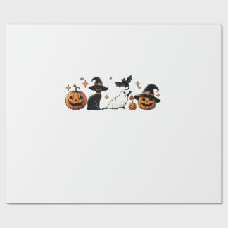 Papel De Presente Black Cat Halloween Pumpkin Boo Ghost Witch Spooky