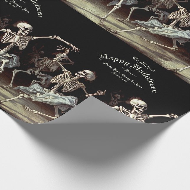 Papel De Presente Black Death Dancing Skeletons Halloween (Ponta)