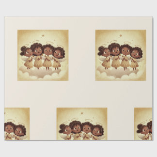 Papel De Presente Black Girl Angel Christmas Choir Wrapping Paper 1