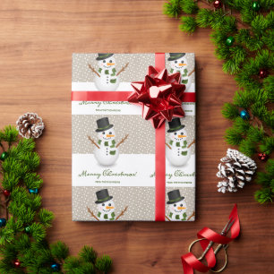 Papel De Presente Black Hat Snowman Beige Background Feliz Natal