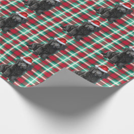 Papel De Presente Black Labradoodle Dog e Holiday Xadrez Natal