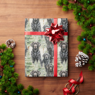 Papel De Presente Black Labrador Christmas