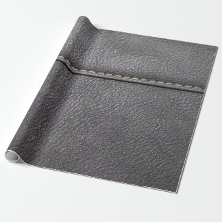 Papel De Presente Black leather stitched with white stitching