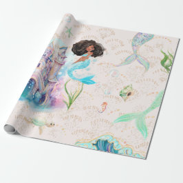 Papel De Presente Black Mermaid Princess | Sob o mar