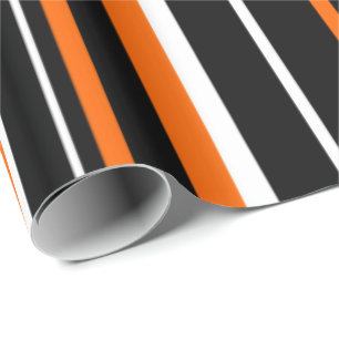 Papel De Presente Black, Orange, White Barcode Stripe