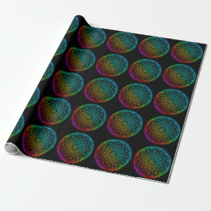 Papel De Presente Black Rainbow Mandala