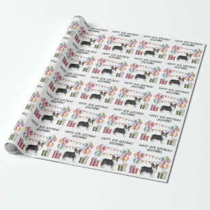 Papel De Presente Black Tricolor Pembroke Welsh Corgi Feliz Aniversá