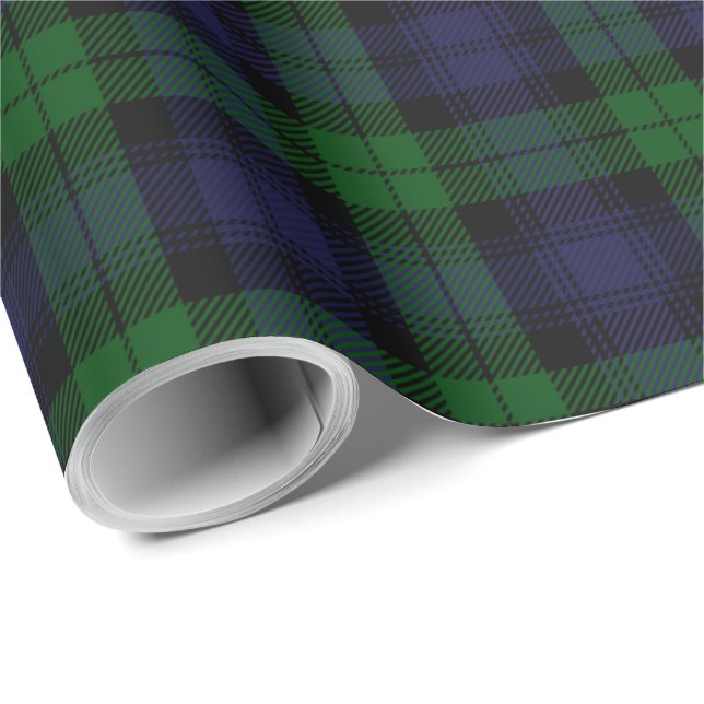 Papel De Presente Black Watch Tartan Xadrez Scottish Xadrez Patterno (Ponta do rolo)