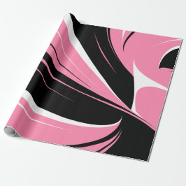 Papel De Presente Black & White Curved Streaks on a Pink Background
