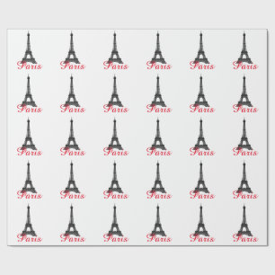 Papel De Presente Black White Eiffel Tower Paris Love City Viagem