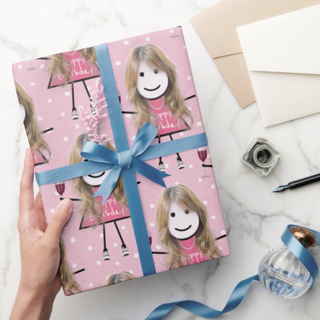 Papel De Presente Bloco de Aniversário com Vinho (Presentear)