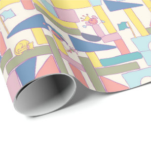 Papel De Presente Bloco de Construção de Brinquedos de Madeira