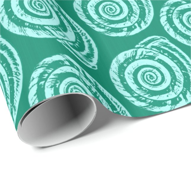 Papel De Presente Bloco de Spiral Impressão, Turquesa e Aqua (Ponta do rolo)