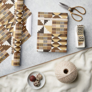 Papel De Presente Bloco Kente - Ocre Silenciado