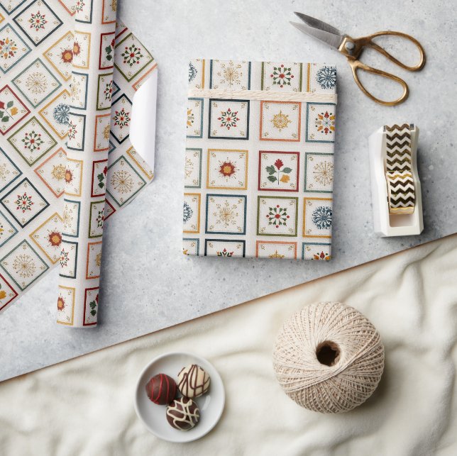 Papel De Presente Blocos Aconchegantes de Inverno com Motivos de Fer (Artesanato)