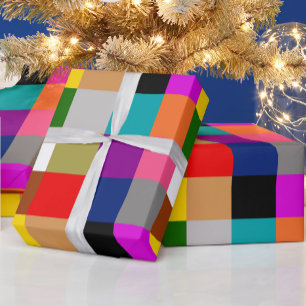 Papel De Presente Blocos de Cores Coloridos e Destacados Padrão de D