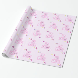 Papel De Presente Blocos Rosa e Estrelas Baby Shower