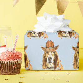 Papel De Presente Bloodhound com xerife Cowboy Hat
