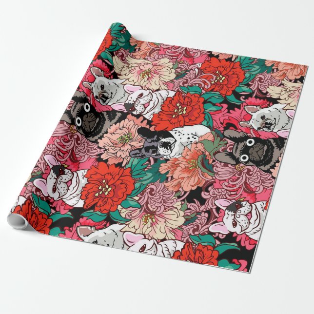Papel De Presente Bloom French Bulldog | Presente para a Independênc (Desenrolado)