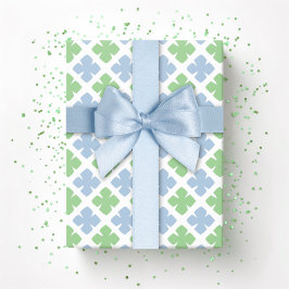Papel De Presente Bloqueio Diamante Trevo em Slate e Verde