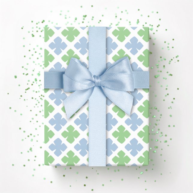 Papel De Presente Bloqueio Diamante Trevo em Slate e Verde (Criador carregado)