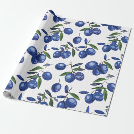 Papel De Presente Blue and white Mediterranean Olives 