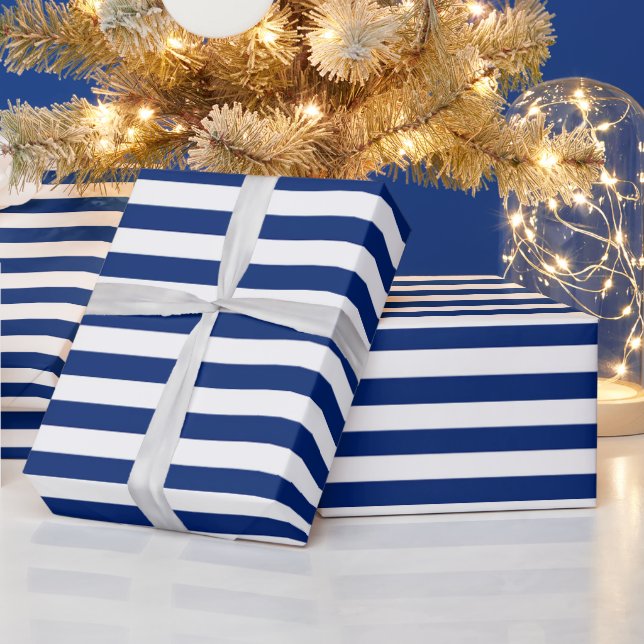 Papel De Presente Blue and White Stripes (Feriados)