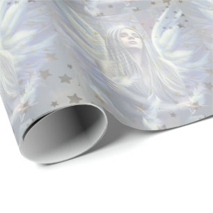 Papel De Presente Blue Angel & Stars Wraping Paper