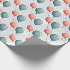 Papel De Presente Blue Balloon Hedgehogs Celebration