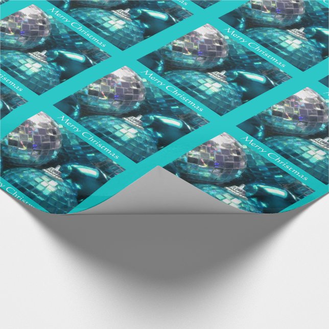 Papel De Presente Blue Baubles - Folha de Natal Feliz (Ponta)