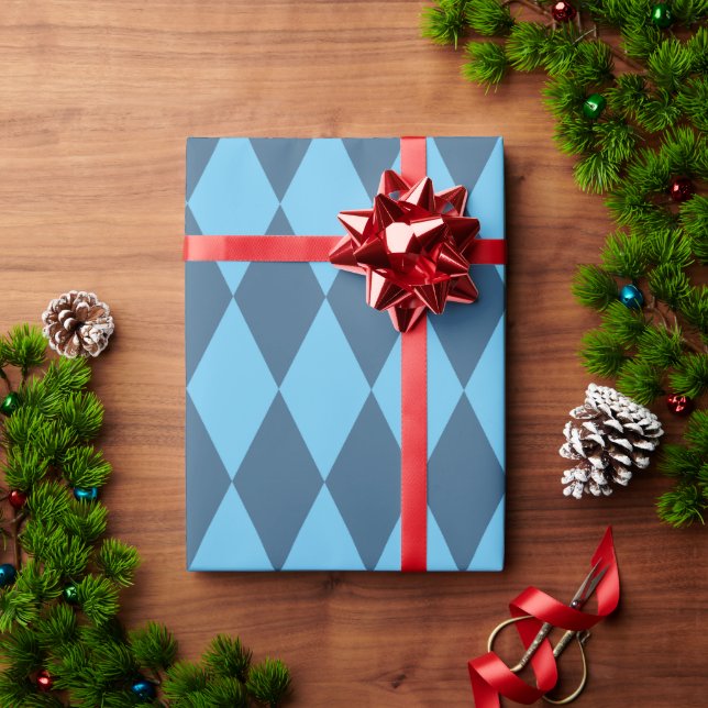 Papel De Presente Blue Bavaria Rhombus Flag Pattern (Presente de Natal)