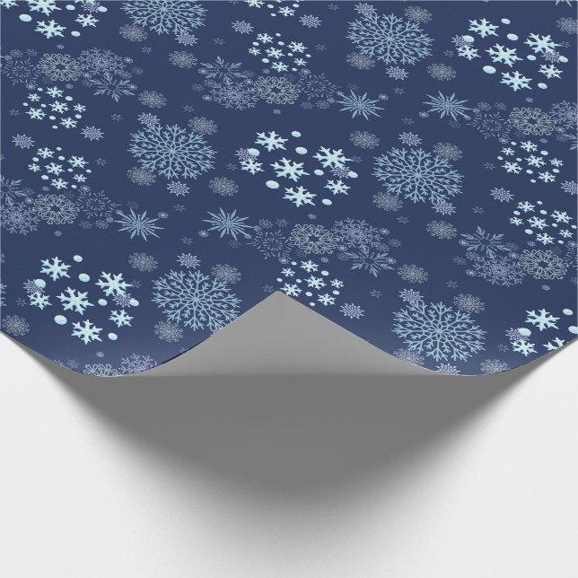 Papel De Presente Blue Christmas Elegant Snowflake Pattern (Ponta)