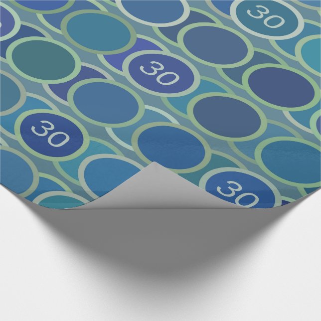 Papel De Presente Blue Circles Pattern Custom Birthday Age (Ponta)