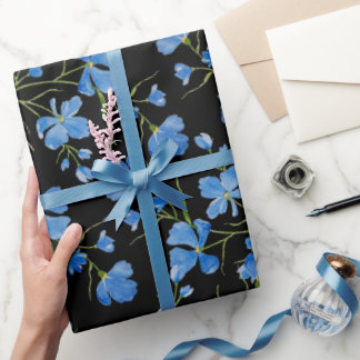 Papel De Presente Blue Cosmos Flowers