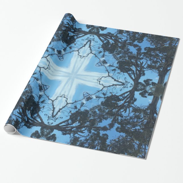 Papel De Presente Blue Cross Nature Wrapper Paper (Desenrolado)