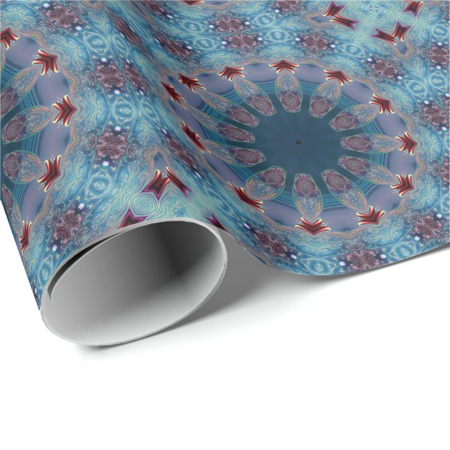 Papel De Presente Blue Decorative Holiday Wrapping Paper (Ponta do rolo)