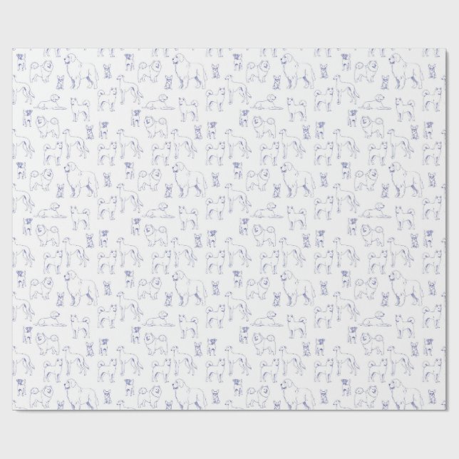 Papel De Presente Blue Dogs Pattern (Aberto)
