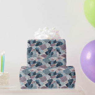Papel De Presente Blue e Mauve Abstrato Terrazzo Design