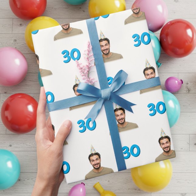 Papel De Presente Blue Funny Face Gift Wrapping Paper for Men  (Criador carregado)