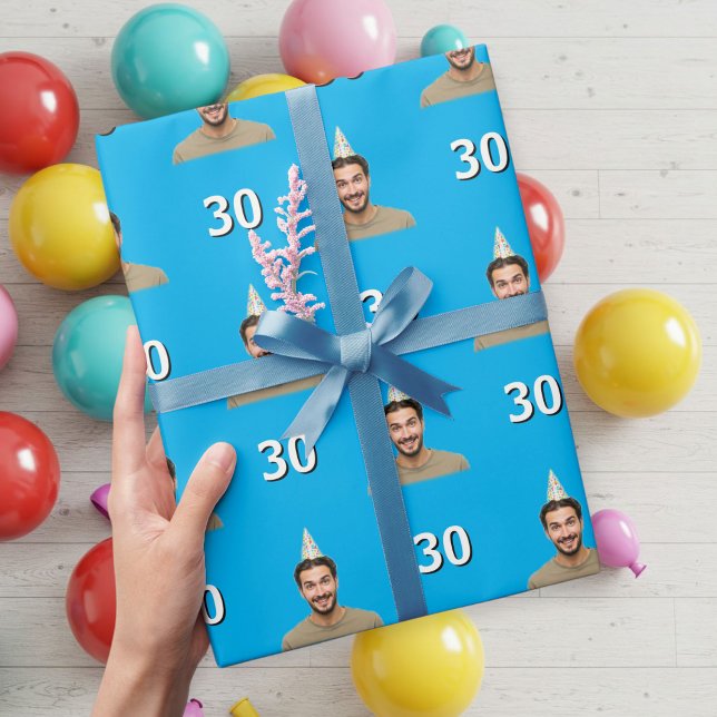 Papel De Presente Blue Funny Face Gift Wrapping Paper for Men  (Criador carregado)