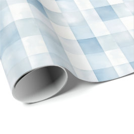 Papel De Presente Blue Gingham Check for Baby Boy Nursery,Soft Plaid