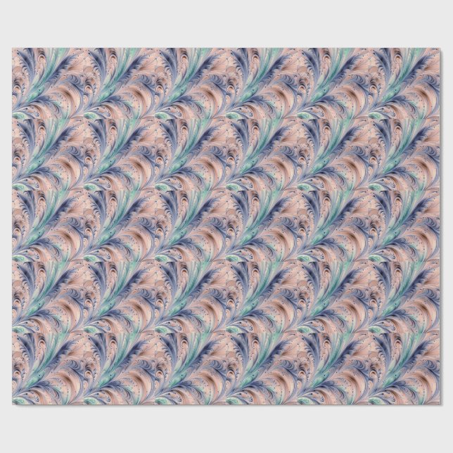 Papel De Presente  blue, green, and peach marbling (Aberto)