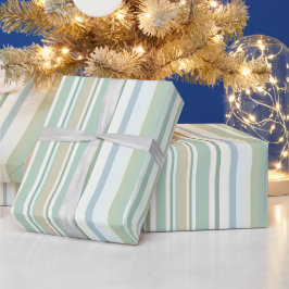 Papel De Presente Blue Green and white stripes