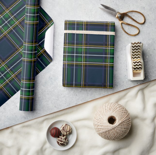 Papel De Presente Blue Green Tartan Plaid Wrapping Paper (Artesanato)